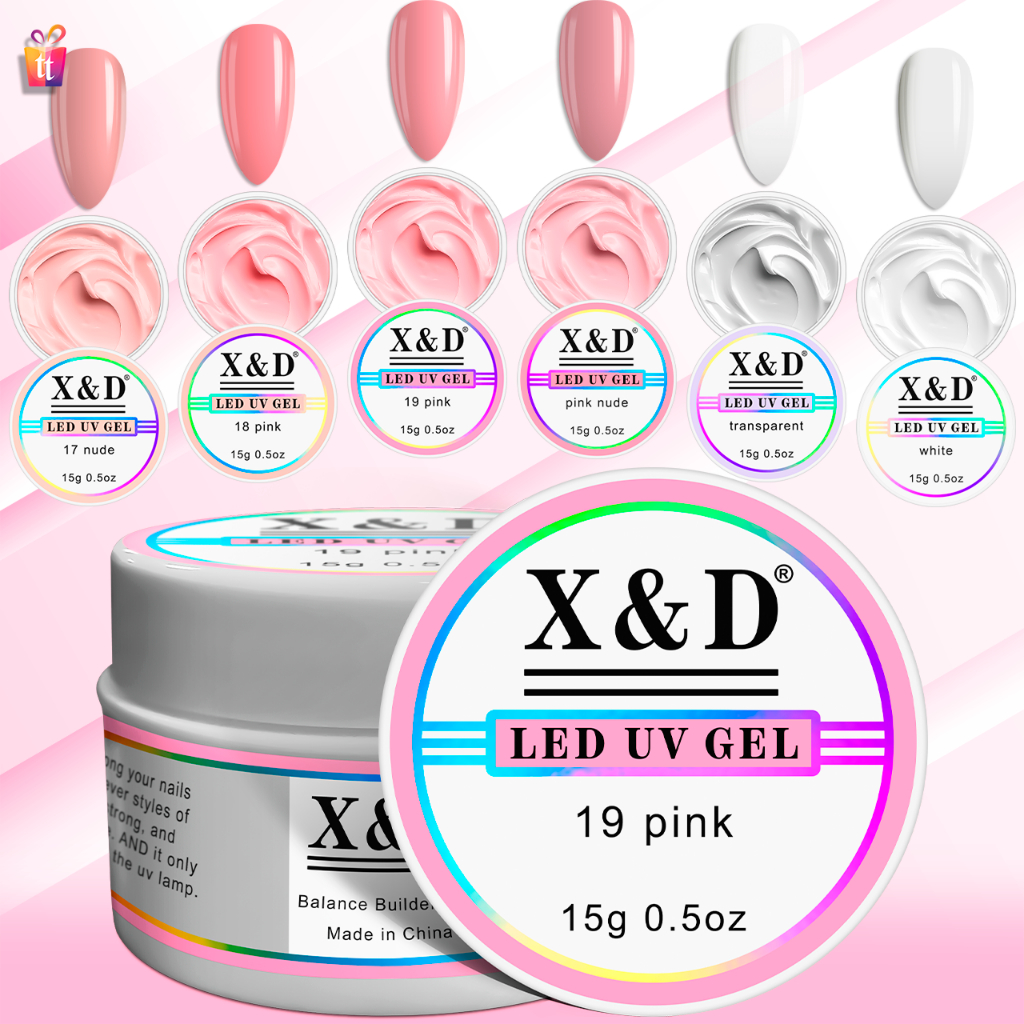 Gel X&D 15g LED UV para Unhas Xd Profissional Acrigel Alongamento de Unha Xed White Branco Transparente Pink Rosa Nude em Oferta na Shopee