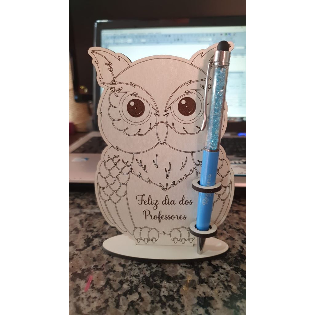 Porta caneta coruja dias dos professor em MDF 3mm