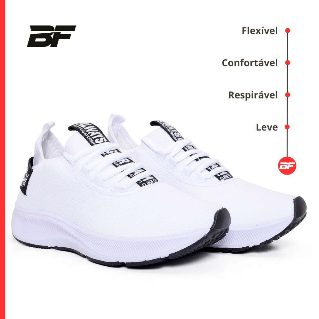 Tênis para Academia Masculino Esportivo Caminhada Treino Malhar Branco BF Shoes — imagem 2 de 2