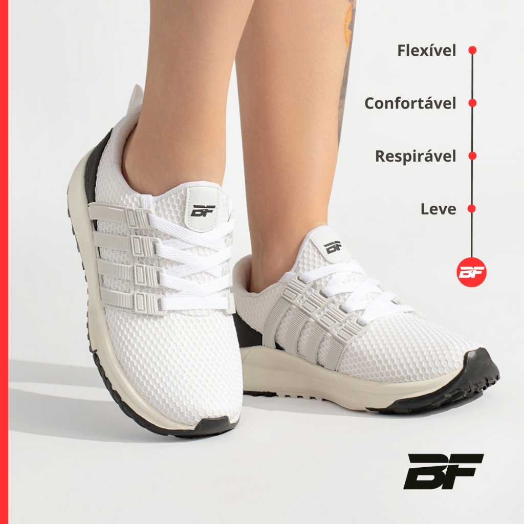 Tênis para Academia Masculino Caminhada Treino Musculação Malhar Esportivo Branco BF Shoes