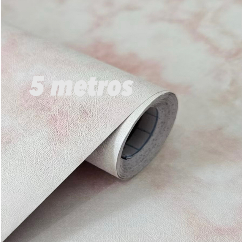 Papel de Parede 3D Modelo Mármore Rose 5 METROS x 45CM Adesivo Autocolante para Sala, Quarto