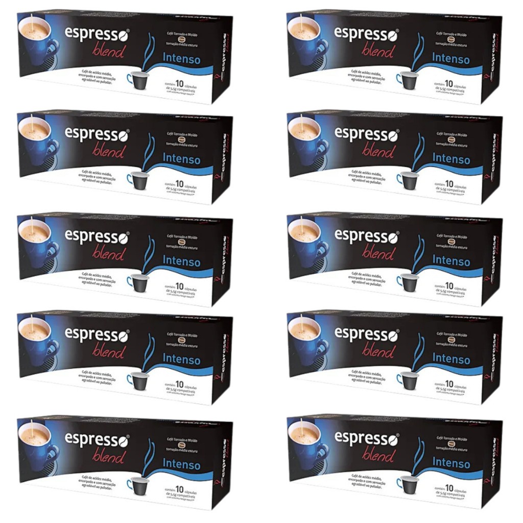 Kit com 100 Cápsulas de Café Intenso Compatíveis com Máquina Nespresso