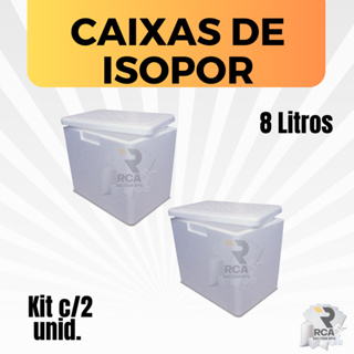 Kit com 2 Caixas de Isopor EPS 8 litros para Gelo, Refrigerante, latas, bolos de pote, doces e Medicamentos em Oferta na Shopee