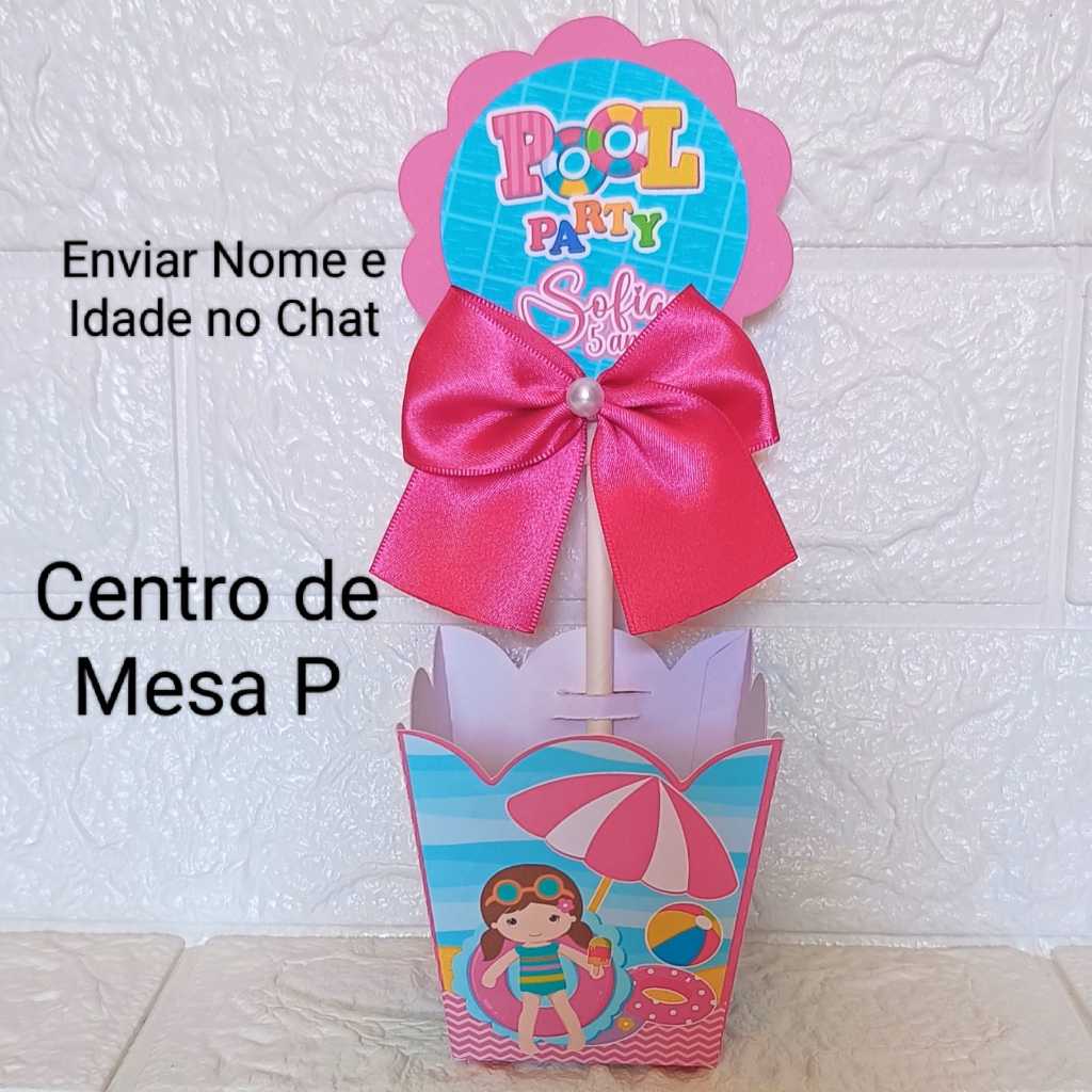 PEGUE E MONTE-Centro de Mesa Festa na Piscina Pool Party Lembrancinha Festa Infantil Enfeite de Mesa