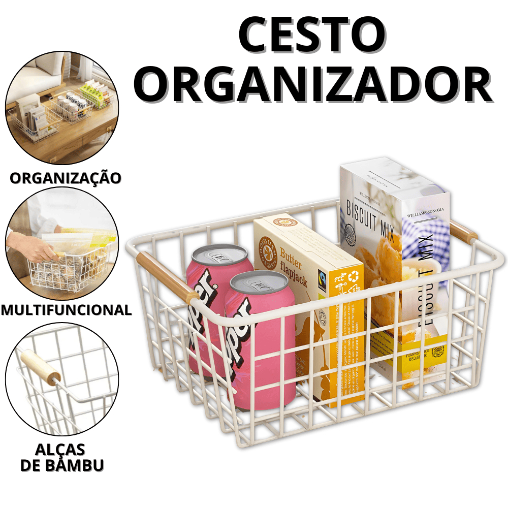 Cesta Organizadora Metal Cesto Organizador Multiuso Aramado Cestos Organizadores Cozinha casa