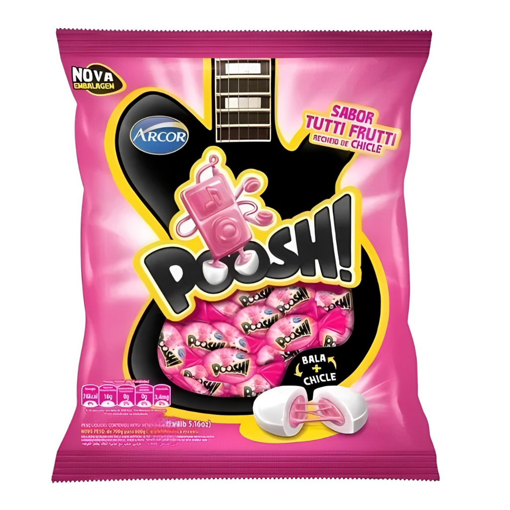 Balas Recheio Chiclete Poosh Tutti Frutti 500g Arcor