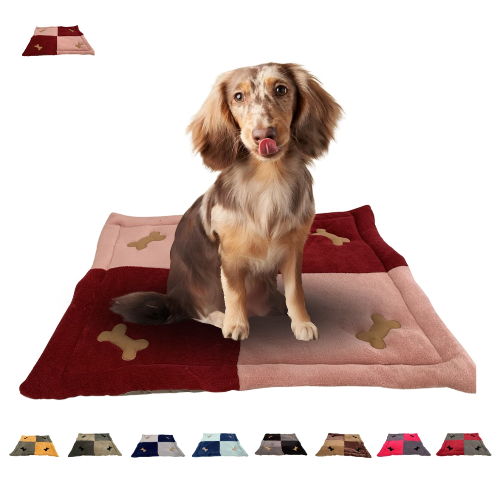 Colchonete Quadrad 70x70cm Tapete Pet De Inverno/Verão  Para Cachorro e Gato Com 4 Osso Bordado em Oferta na Shopee