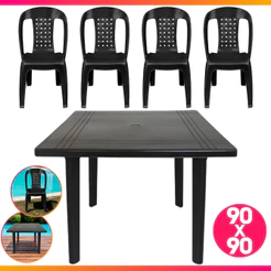 Cadeira ou Mesa Desmontavel Plástica Preta P/ Restaurante Bares Área de Lazer Arqplast