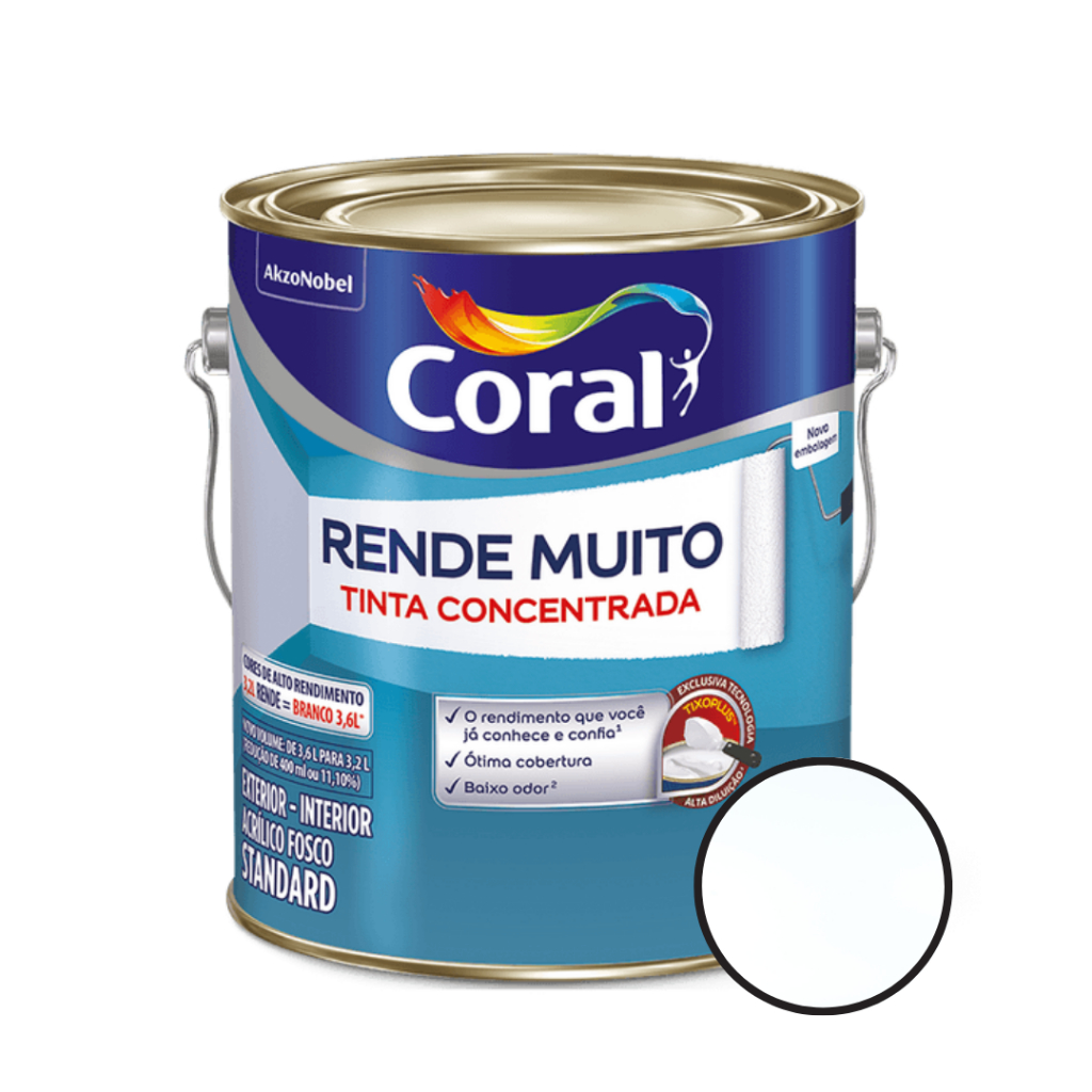 Tinta Acrílica 3,6l Fosco Branco Rende Muito Alto Rendimento Coral em Oferta na Shopee