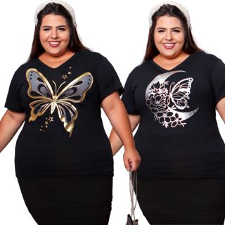 KIT 2 OU 1 UNIDADE Blusa Feminina Estilosa Pluz Size Gola V Tecido Viscolycra Premium M ao G2 em Oferta na Shopee