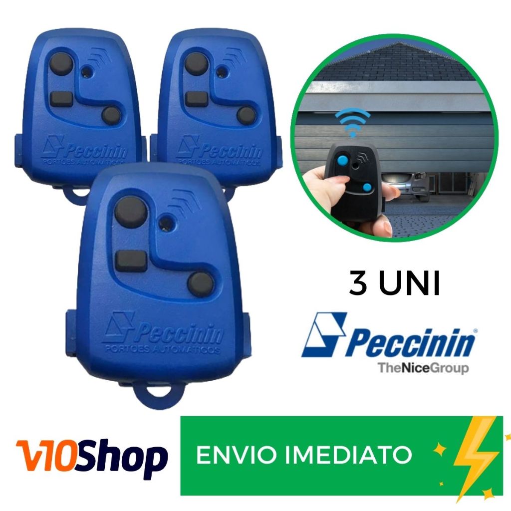 Kit 3 Controle para Portão Tx 3c Azul Peccinin Nice Linear 433 Mhz - V10 Shop