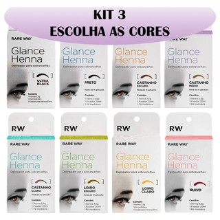 Kit 3 Hennas Glance Para Sobrancelhas Rare Way 100% Natural em Oferta na Shopee