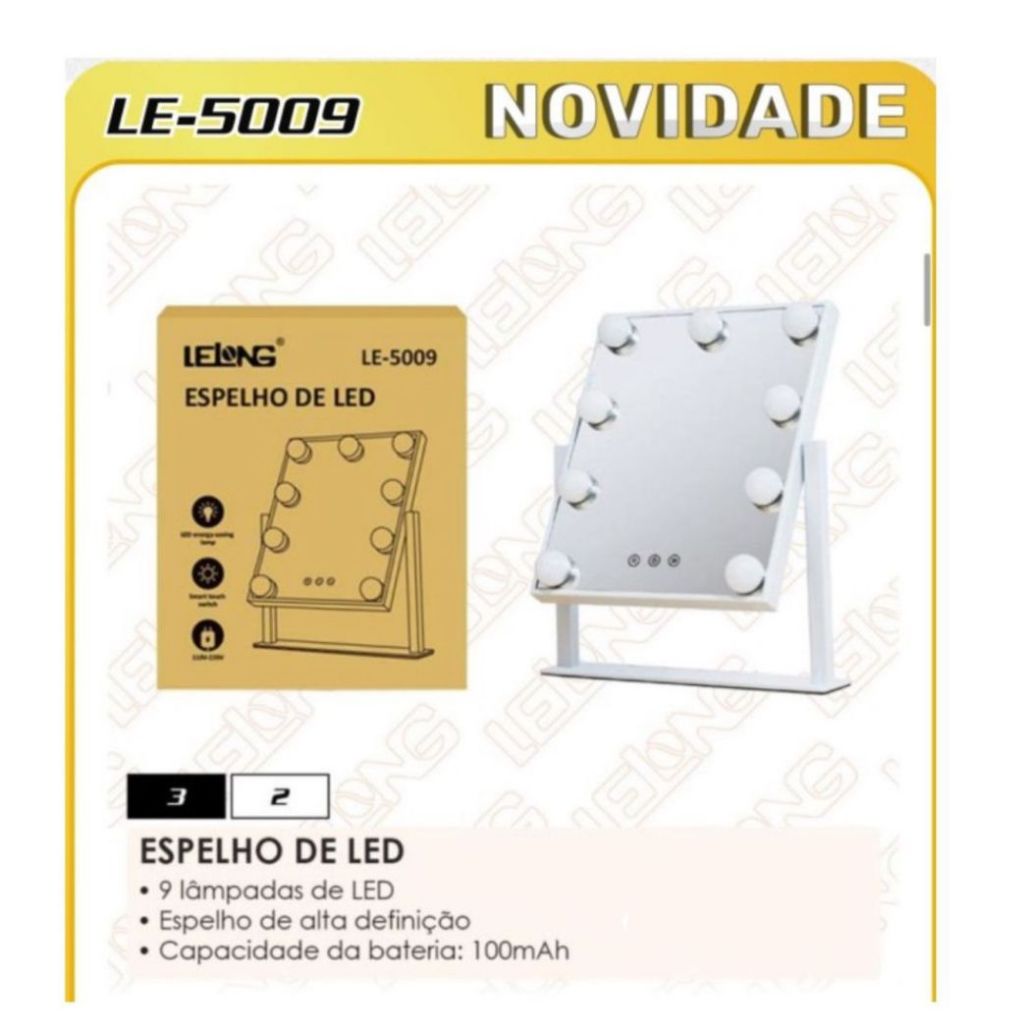 Luz De Espelho de Mesa 9 Lampadas Mini Pequenas Maquiagem Camarim LE-5009