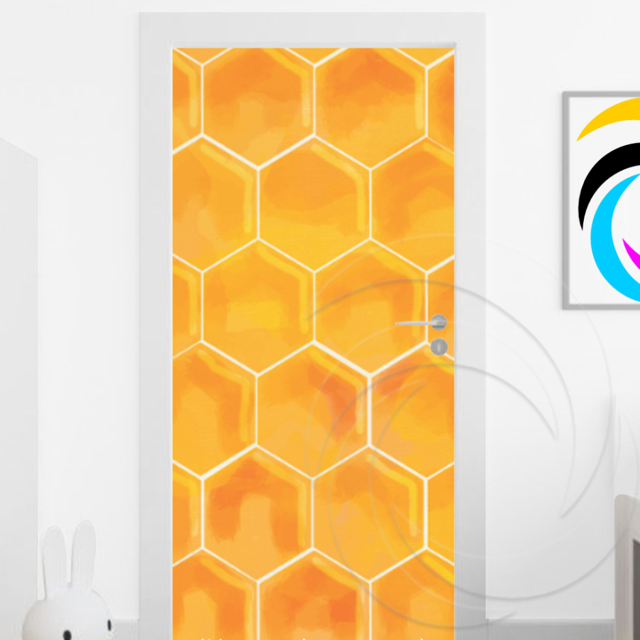 Abelha 0202 - Papel Parede Adesivo para Portas de Madeira ou Vidro Decoração Revestimento