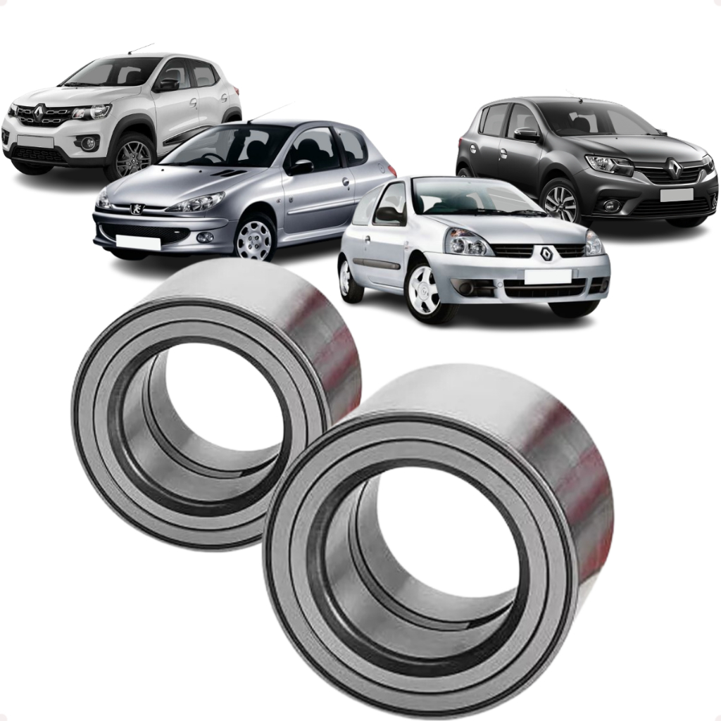 Par de Rolamento Roda Traseiro Clio Peugeot 206 Sandero Kwid Logan 106  Par de Rolamento TAS Sem ABS