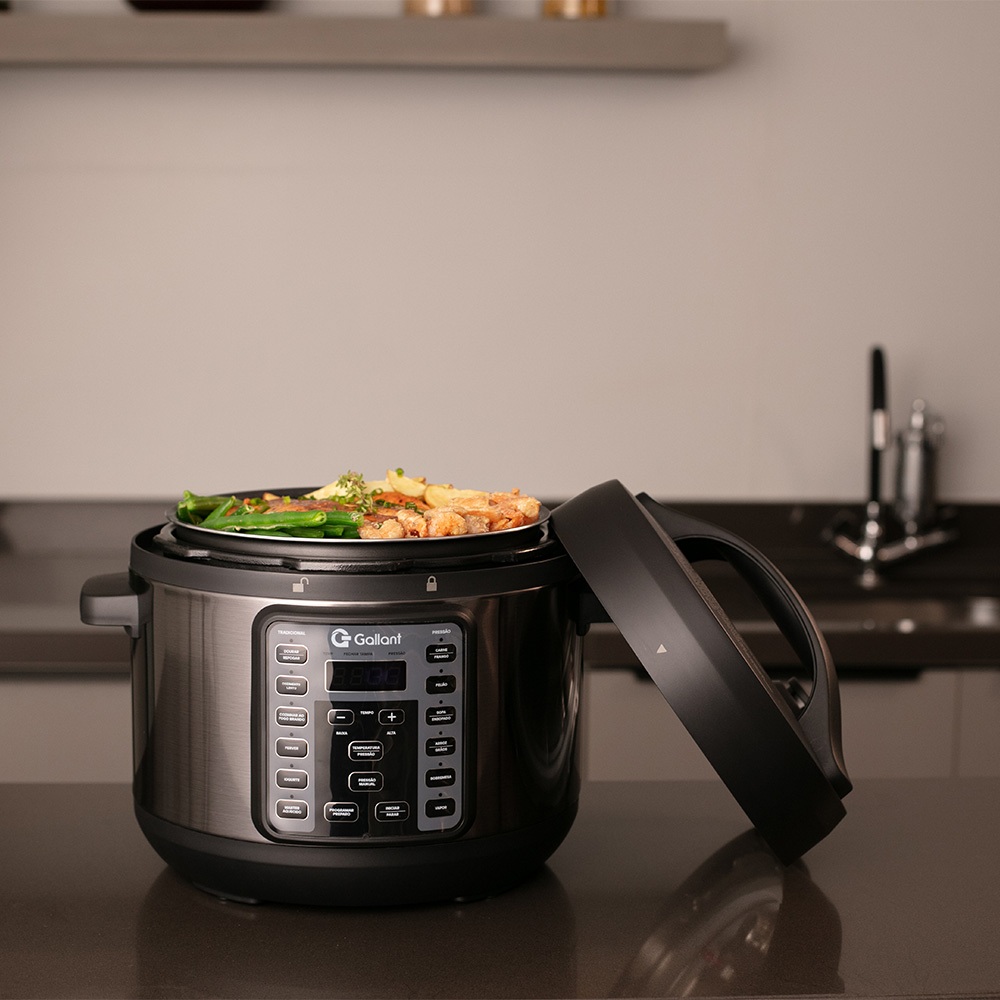 Panela de Pressão Elétrica Digital Gallant 4L GPP04 15 Funções Clique E Pronto Titanium 1000W 220V em Oferta na Shopee