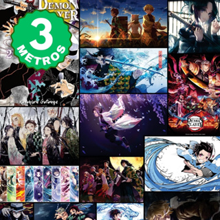 Papel de Parede Adesivo Demon Slayer Quarto Gamer Geek Adesivo Lavável 3 Metros em Oferta na Shopee