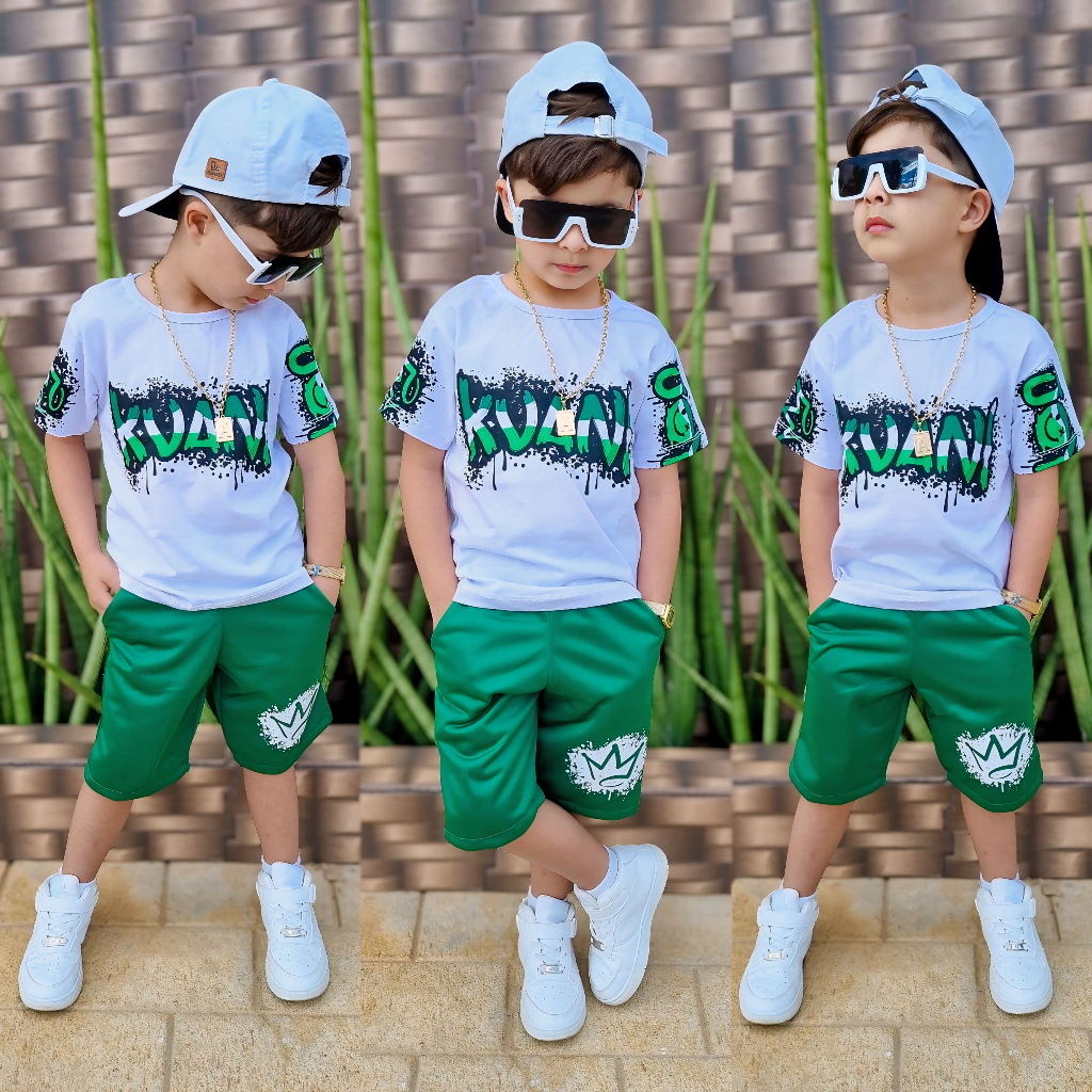 Conjunto Masculino Infantil - Lançamento de Verão Camisa + Short
