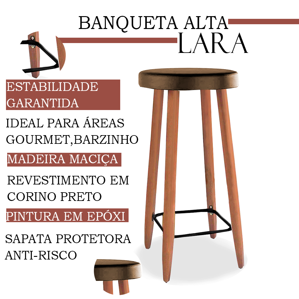 Banqueta Alta 70cm Couríssimo Corino Courino Marrom Banqueta Alta Para Bistrô, Bar E Área Gourmet · foto 2