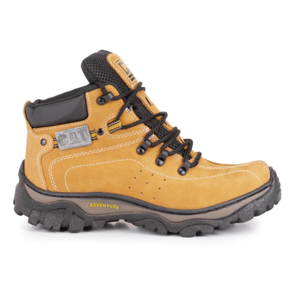 Bota Adventure Caterpillar Em Couro Ecoogico Solado Costurado e Blaqueado Masculino Reforçado