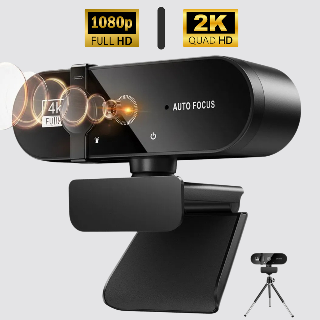 Webcam 1080p ou 2K e 2K Com Tripé Retrátil Usb Com o Microfone Autofoco Para Computador Notebook Live Gaming