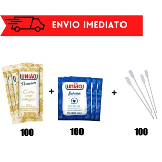 Açúcar União Sache + Adoçante União Sucralose + Mexedor Cafe 8,5cm em Oferta na Shopee