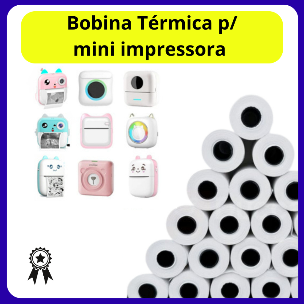 Kit 10 Bobina Térmica 58mm Mini Impressora e Maquina de Cartão