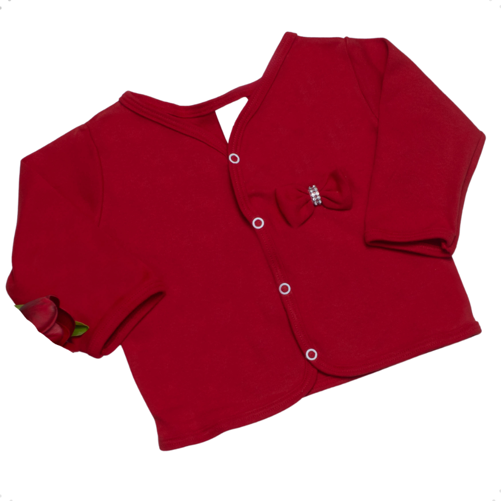 Casaco Bebê Menina Malha 100% Algodão Para Meia Estacão com Botões Frontal Casaquinho Bebe Feminino