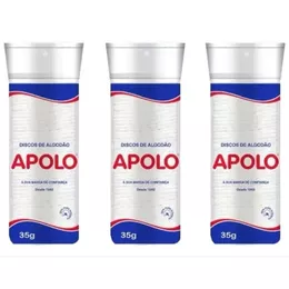 Kit C/3 Algodão Hidrófilo em Disco Apolo 35g