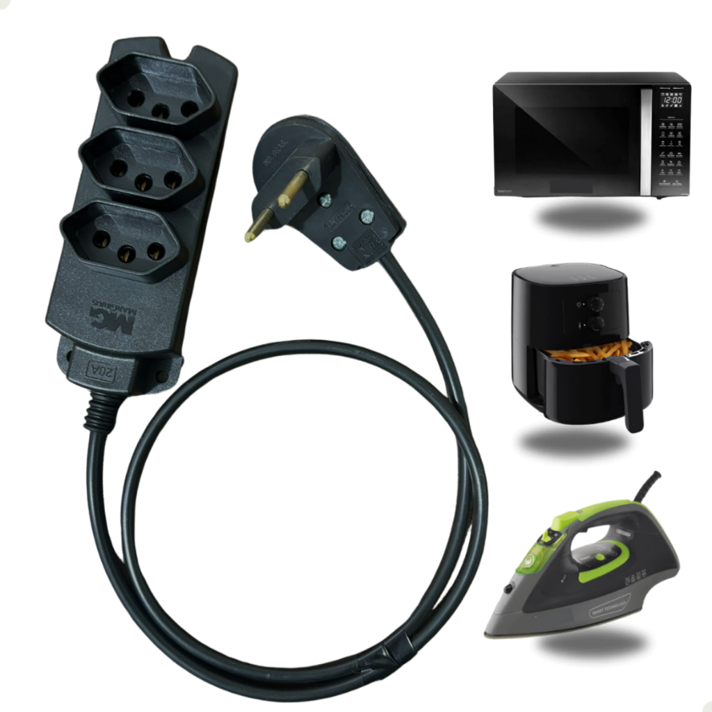 Extensão Para Microondas 20a 5 Metros Reforçado 3 Pinos em Oferta na Shopee