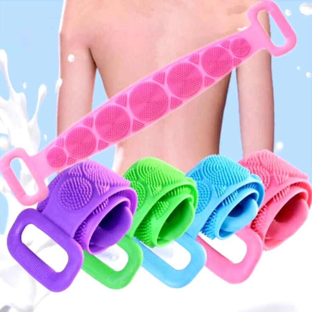 Esponja Silicone Banda Massageadora Escova Banho Lava Costas Bucha Esfoliação Corpo Todo