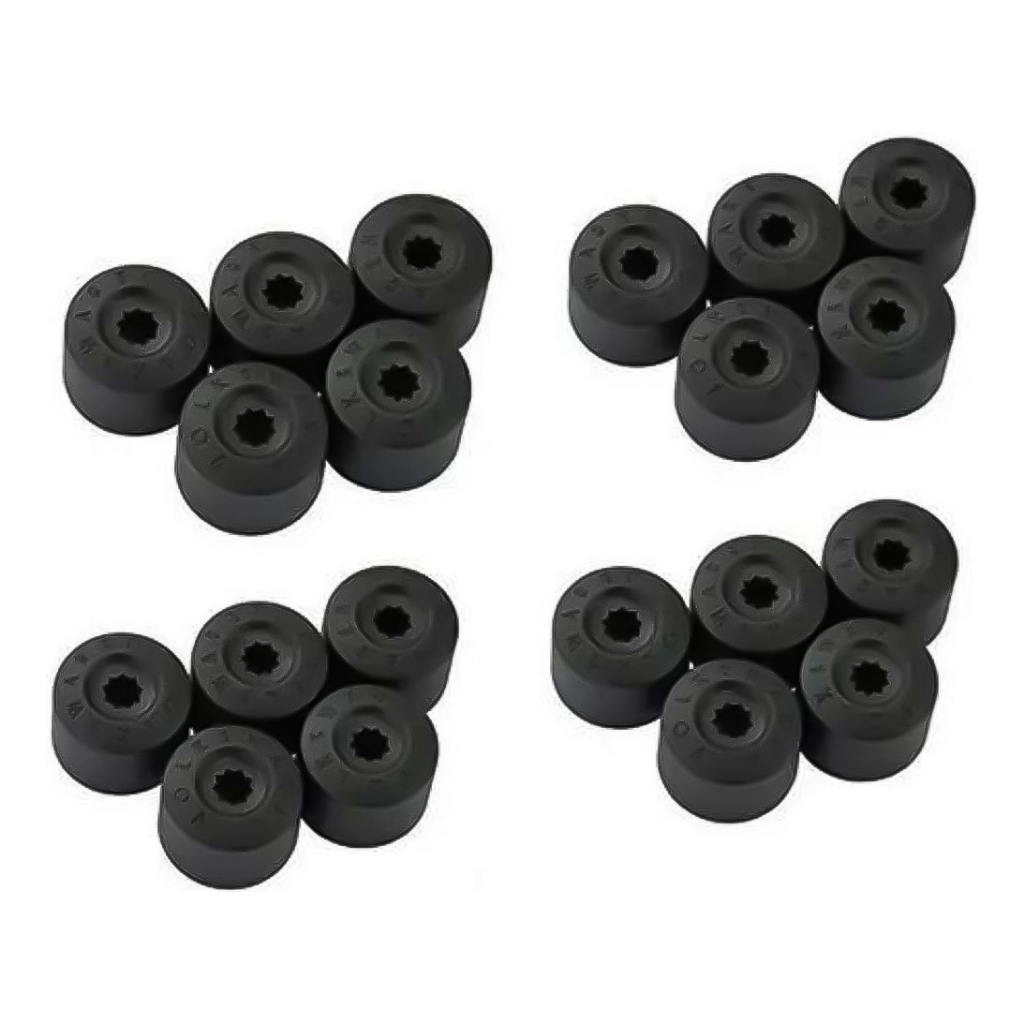 Capas Parafuso Roda VW 17mm Preto Fosco Kit 1 4 5 16 20 Polo Virtus Jetta T-Cross 1K06011739B9