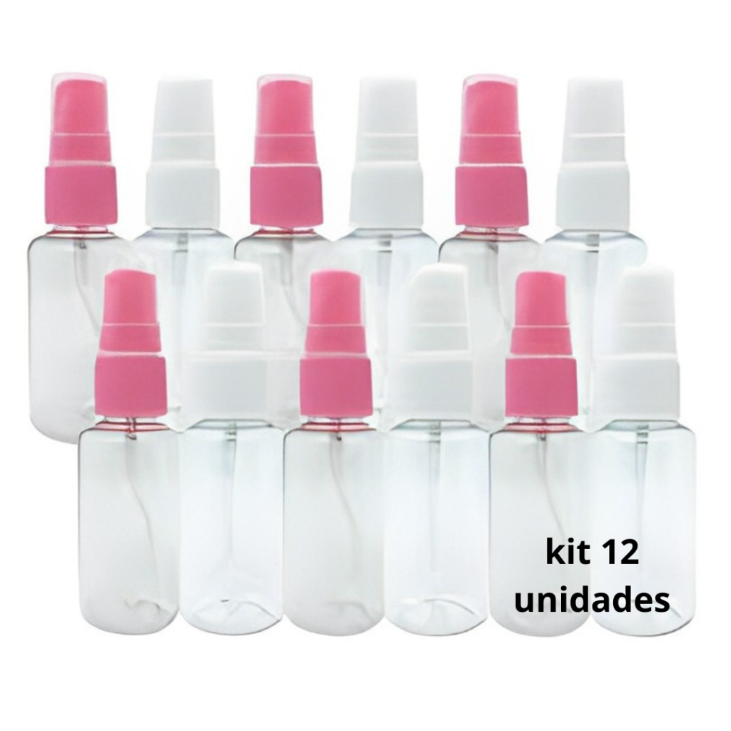 kit 12 Frascos Borrifador Válvula Spray 75ml Rosa Ou Branco