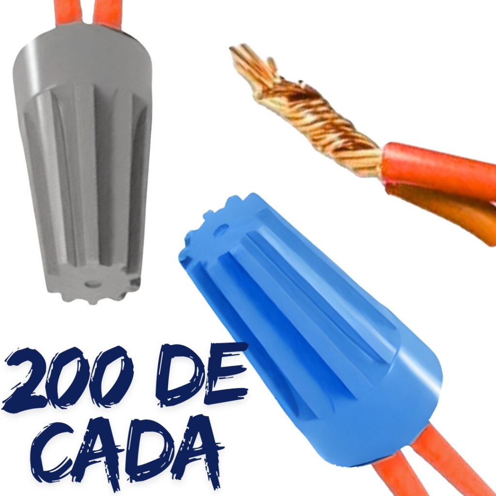 400X Emenda de Fios Conector Torção 0,8mm A 4,0mm (Pacote C/ 200pçs de cada) em Oferta na Shopee