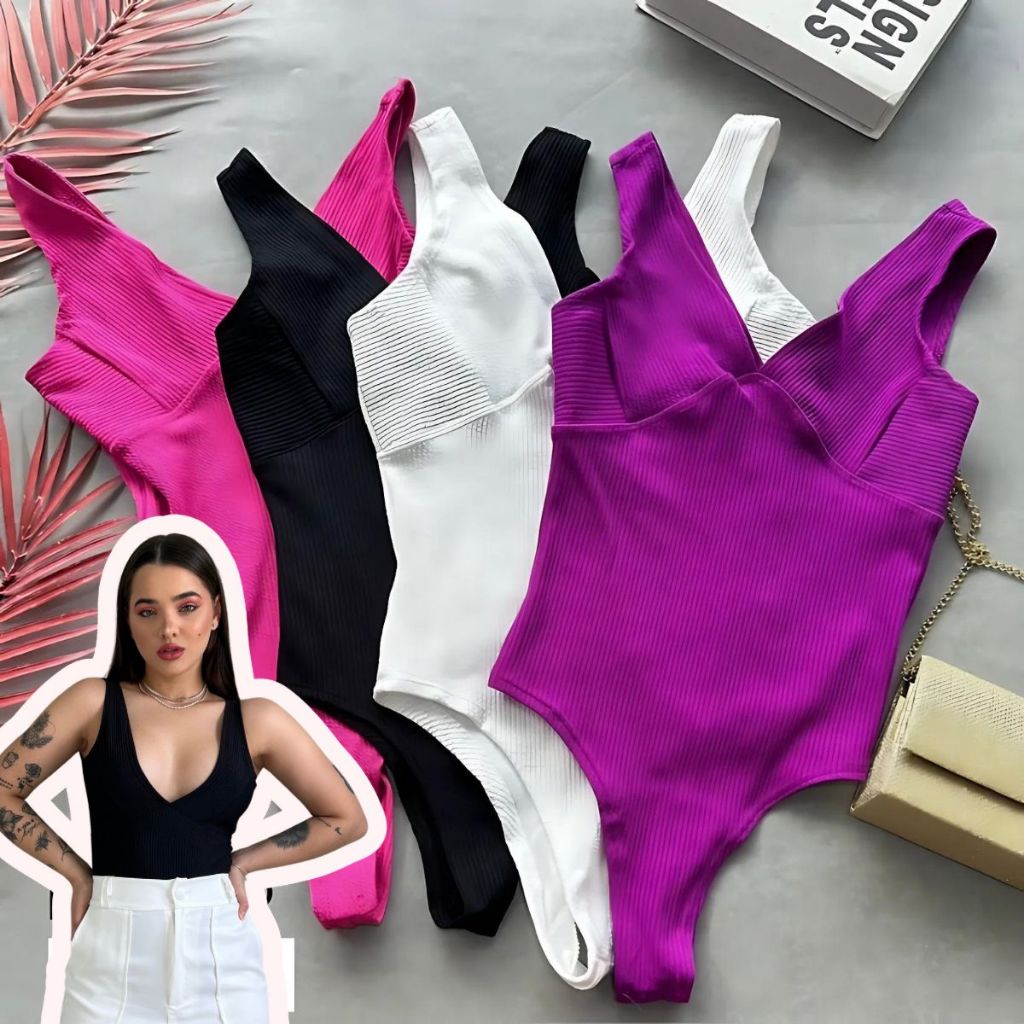 Body Feminino Blusa Regata Básica Lisa Zara Anarruga Canelado Decote Bore Bodi Bory Verão Maiô Preto Cores Vivas