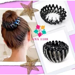 ANA1108 Moda Feminina Bun Clipe De Veludo Cabelo Rabo De Cavalo Fivela Grampo De Garra SO PRETO