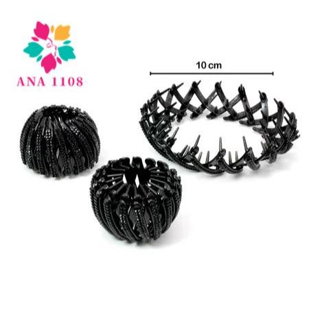 ANA1108 Moda Feminina Bun Clipe De Veludo Cabelo Rabo De Cavalo Fivela Grampo De Garra SO PRETO · foto 2