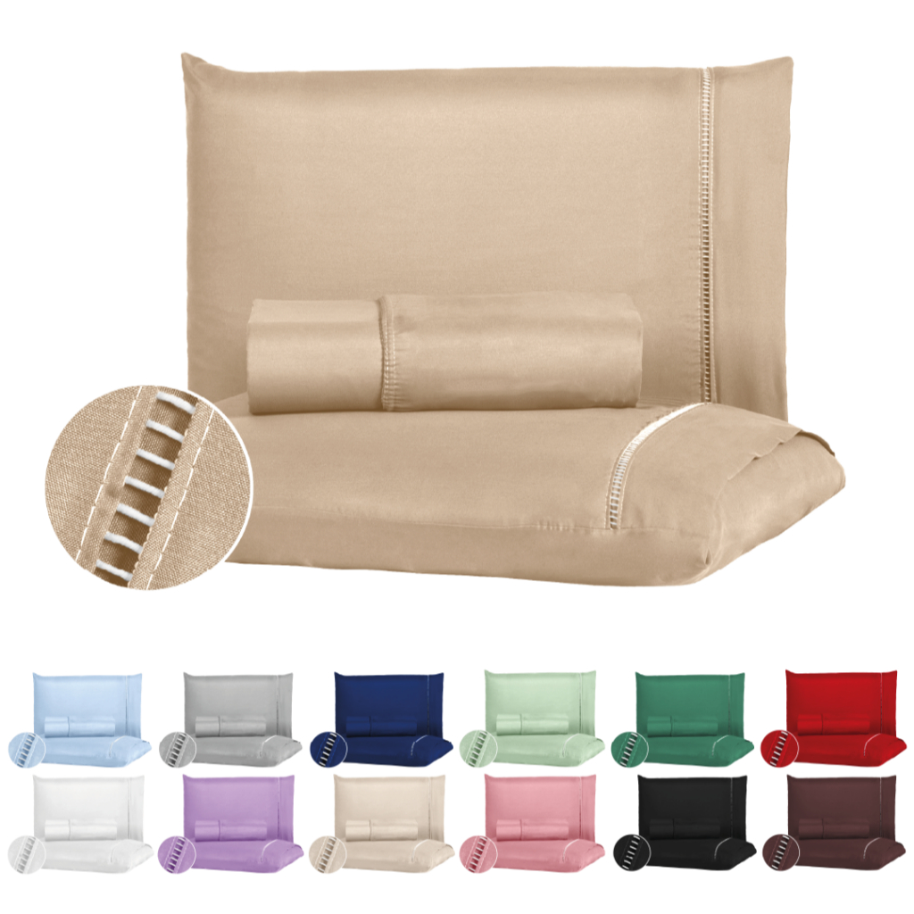 Jogo de Lençol Queen 400 fios Luna 3 Peças  Casal Solteiro Ponto Palito Micro Percal