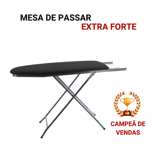 Mesa De Passar Roupas Passadeira Tábua Dobrável Em Aço Com Porta Ferro e Tecido Térmico Reforçada - Someway