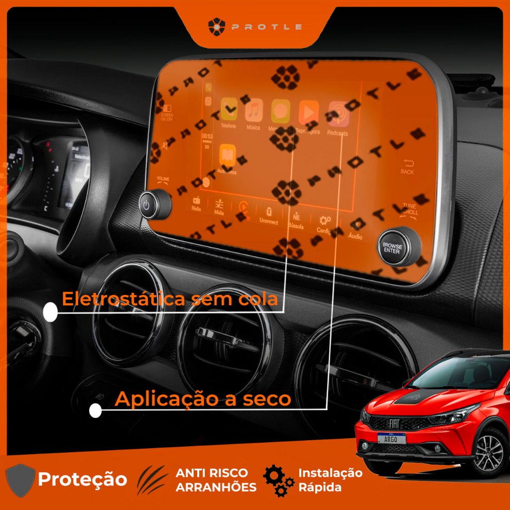Película Protle Transparente Ultra Clear Rígida Para Multimídia 7" Fiat Argo Fiat Cronos