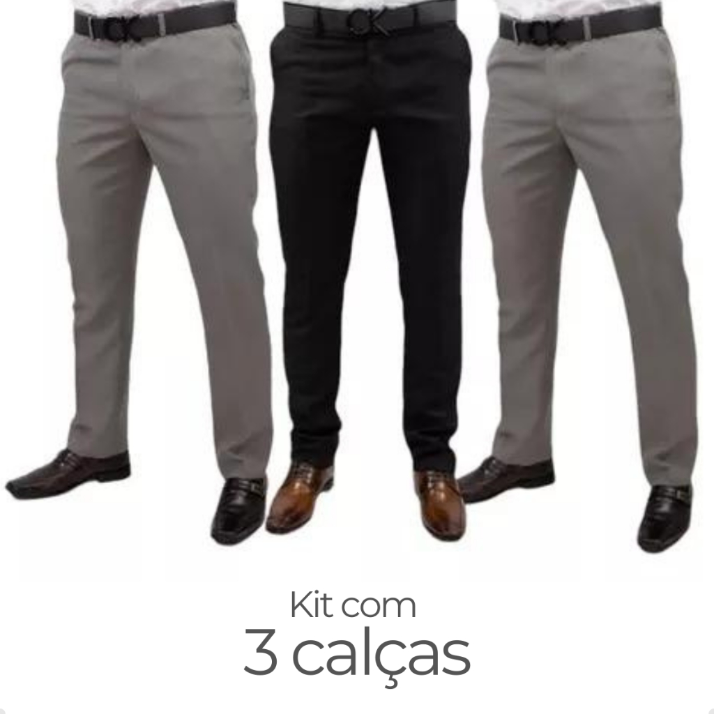 Kit 3 Calças Social Masculina Alfaiataria Slim Oxford - PROMOÇÃO