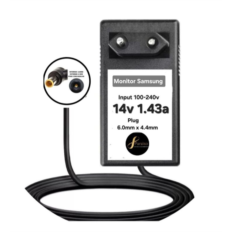 Fonte Para Monitor Samsung S19B300B 14v 1.43a Bivolt