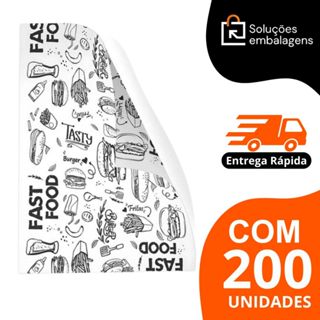 Papel Acoplado Lanches E Frios Delivery 30x38 Pacote c/200 unidades Hamburguer em Oferta na Shopee