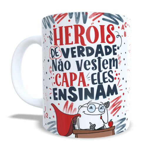 Caneca personalizada Flork Dia dos professores presente para professor professora - herois de verdade não usam capa, eles ensinam