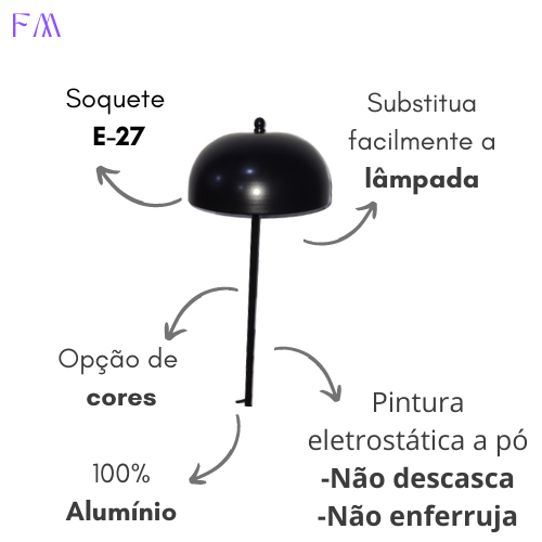 Luminária De Alumínio Espeto Cogumelo Grande