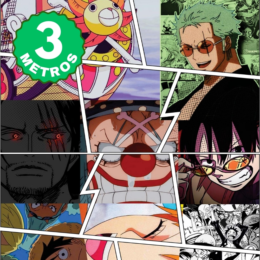 Papel de Parede Adesivo  Lavável One Piece Luffy Zoro Shanks Quadrinhos Anime Quarto e Sala Gamer em Oferta na Shopee