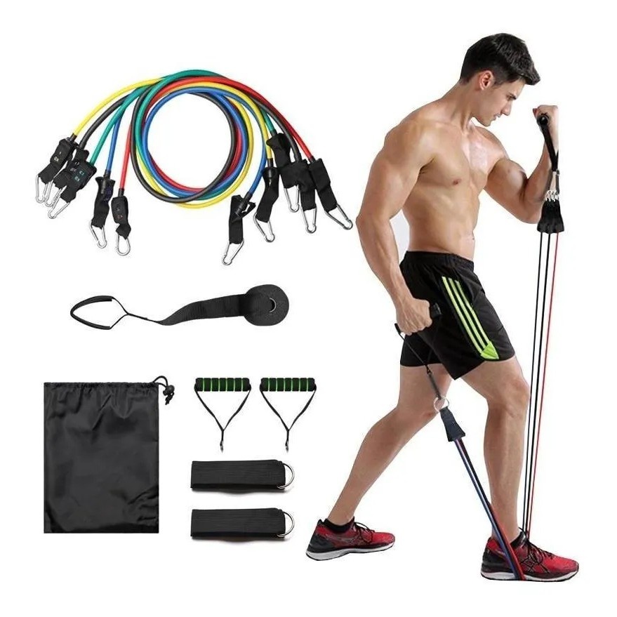 Kit 11 Elastico Extensor Treino Academia Exercícios Em Casa Elástico Extensor Fit Power Resistance Bands Ginastica