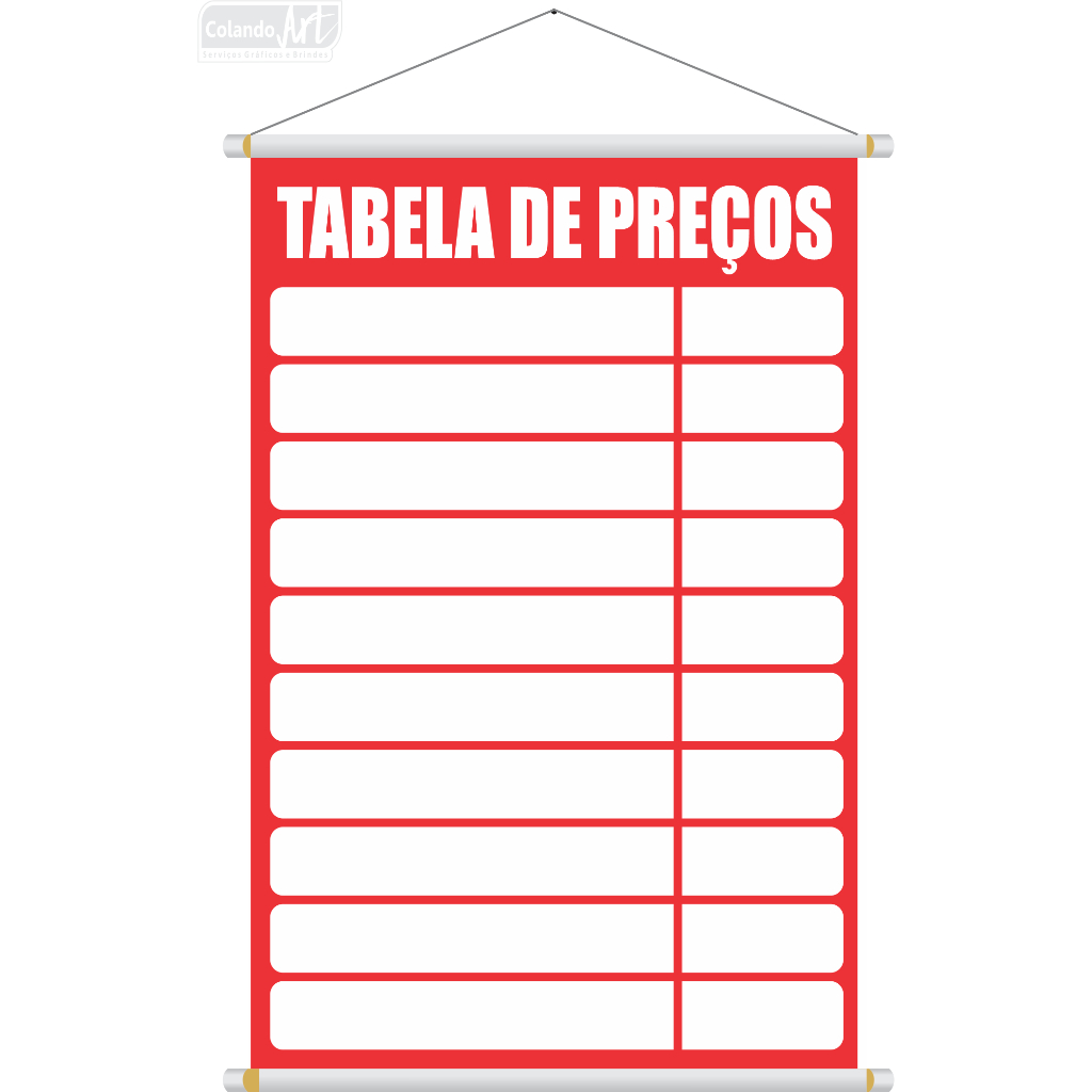 Banner Tabela de Preço tamanho 70x50cm em Oferta na Shopee
