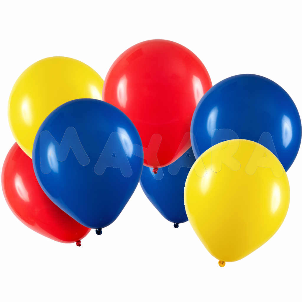 75 unidades Balões - Bexigas N8 Azul Cobalto Amarelo e Vermelho em Oferta na Shopee