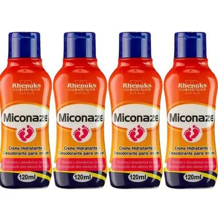 Kit 4 Creme Hidratante Miconaze Para Os Pés Anti Micose Rachadura Frieira E Chulé 120ml
